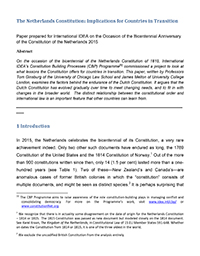 The Netherlands Constitution: Implications for Countries in Transition