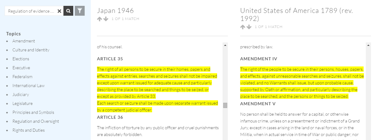 Constitute Compare Feature